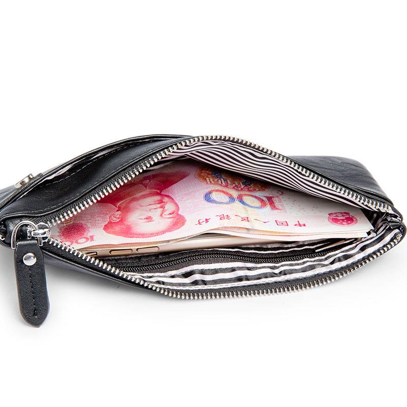 Business Long Wallet Men Women Anti-theft Zipper Dark Buckle Leather Card Package Clutch Coin Bag