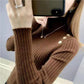 Half Turtleneck Button Sweater Women's Large Size Loose Pullover Bottoming Shirt Thickened Warm Knit Sweater
