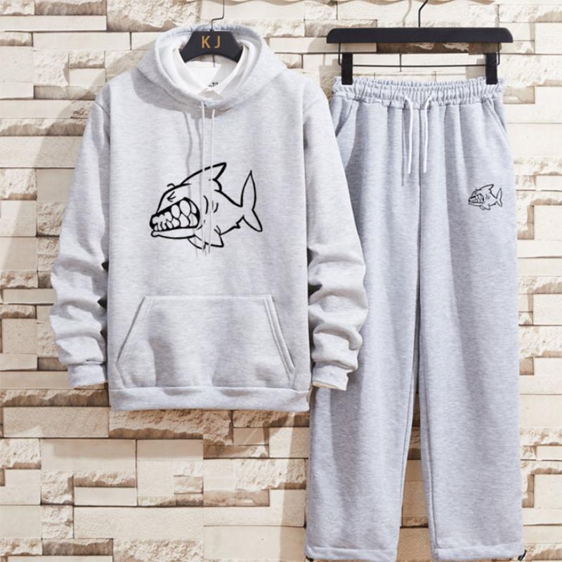 Sports Two-piece Loose Spring and Autumn Explosion Style Hooded Sweater Men's Suit Casual Trousers Trendy and Handsome Set