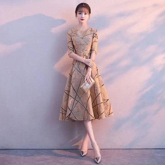 Evening Dress Female Temperament Birthday Mini Dress Mid-length Banquet Noble Toast Dress Host Dress