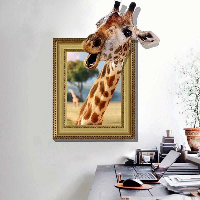 [Wall sticker ]3d Fake Windows Giraffe Animals Wall Stickers Home Decoration Living Rooms Kids Bedro