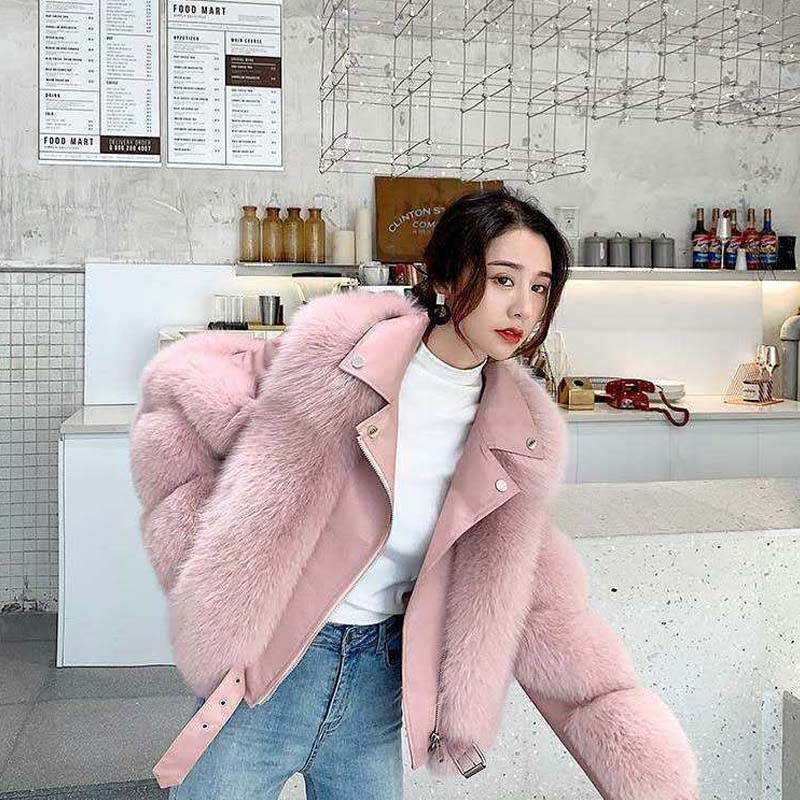 Ladies High Quality and Fashionable Temperament Full Leather High Imitation Fox Fur Jacket Loose Thin Fur Coat