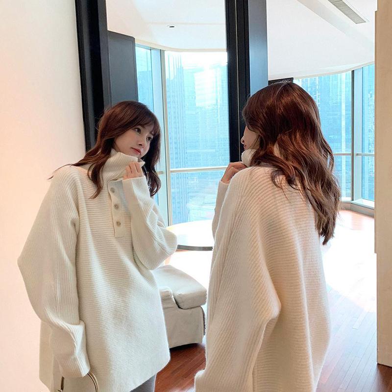Autumn Winter High Neck Pullover Mid-length Sweater Jacket Women Korean Version Loose Outer Wear Winter Thick Sweater