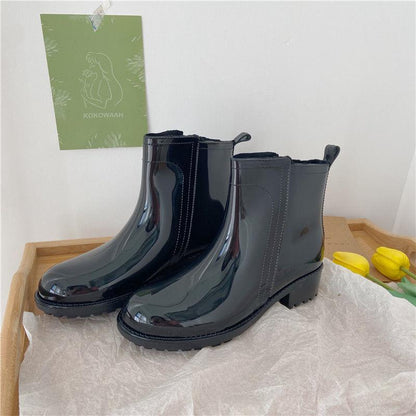 Martin Rain Boots Ladies Non-slip Rain Boots Short Tube Fashion Style Outer Wear Rubber Waterproof Shoes