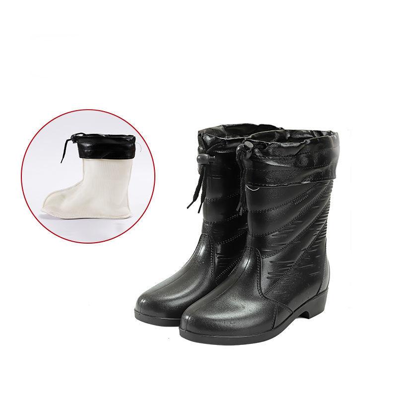 Women's Winter Plus Velvet Warm Cotton Shoes Removable Fleece for Mid-tube Warm Non-slip Waterproof Boots