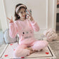 Winter Thickening Plus Velvet Women's Pajamas Suit Fashion Flannel Cartoon Outer Wear Cute Sweet Home Service