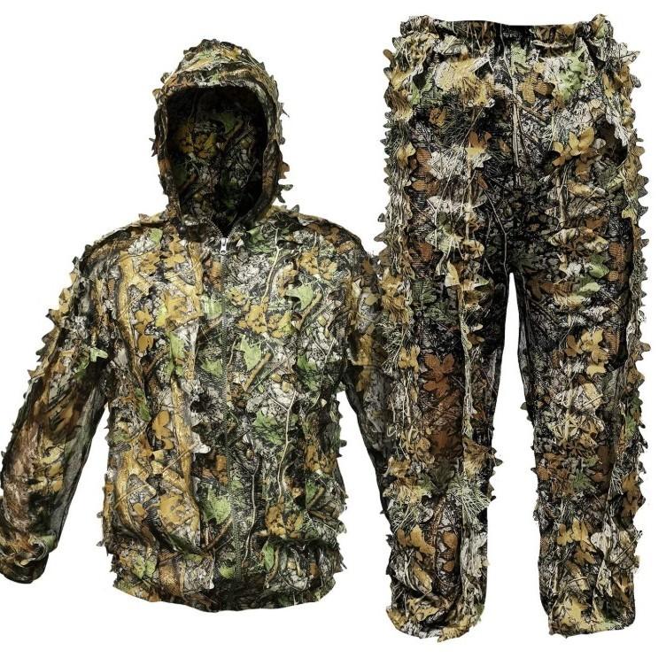 Hunting Clothes 3D Maple Leaf Bionic Ghillie Suits Yowie Sniper Birdwatch  Camouflage Clothing Jacket and Pants