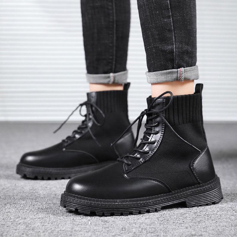 Summer Men's Martin Boots Boys British Style Mesh Boots Men's High-top Shoes