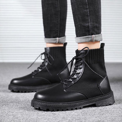 Summer Men's Martin Boots Boys British Style Mesh Boots Men's High-top Shoes