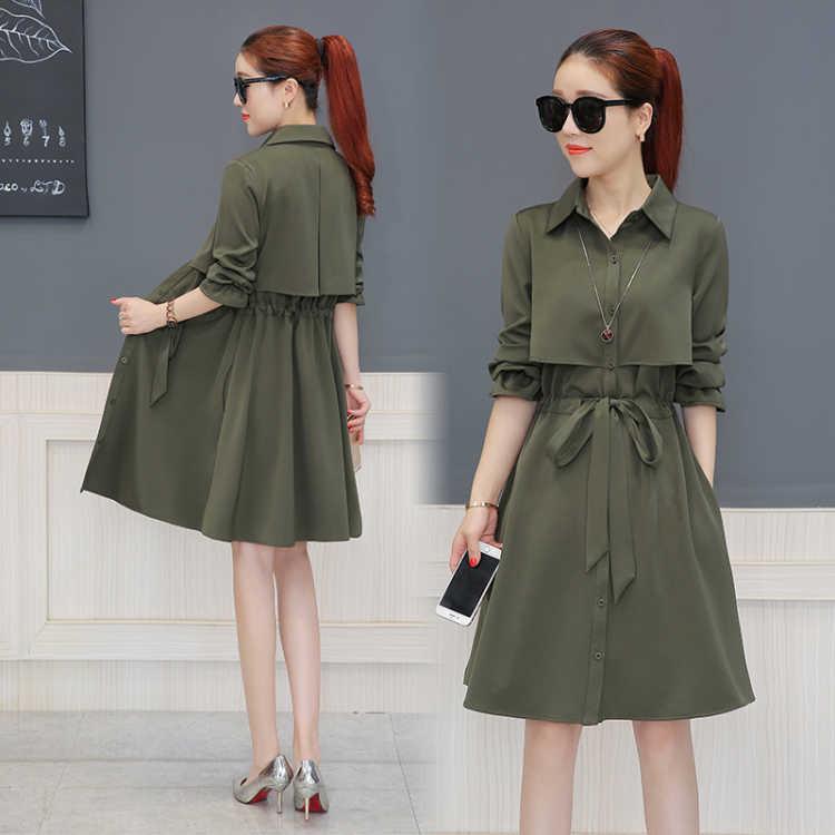 Autumn Women Trench Coat Loose Women Long Coat Khaki Casaco Feminino Harajuku Abrigo Trench Femme