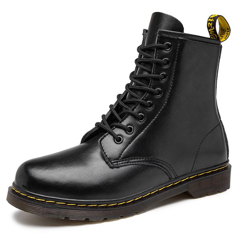 Men High-top Martin Boots British Style Couple Breathable Work Boots All-match Waterproof Thick Bottom Outdoor Shoes Autumn Winter