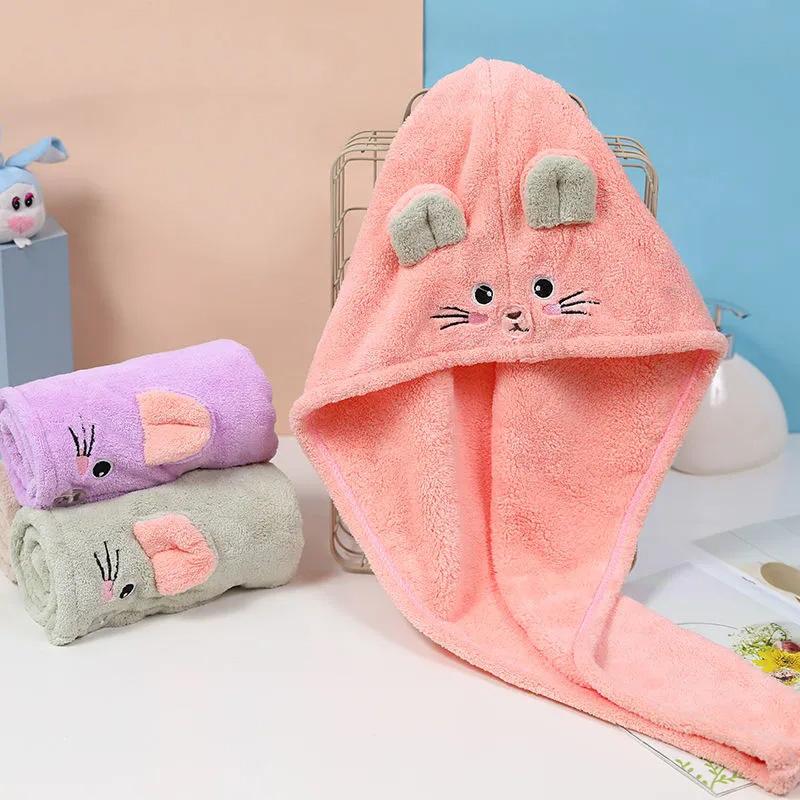 Hair Drying Cap Towels Super Absorbent Washing Hair Thickening Enlarged Shower Towel Cap Adult Cartoon Mouse Wiping Turban Quick-drying Towels