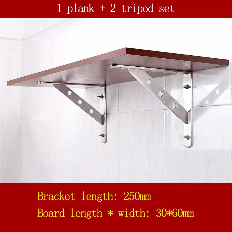 Stainless Steel Tripod with Wooden Shelf Bracket Set Right Angle Bracket Kitchen Support Frame