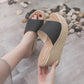 Ladies Summer Thick-soled Sandals All-match Seaside Beach Shoes Fashion High-heeled Outer Wear Household One-word Slippers