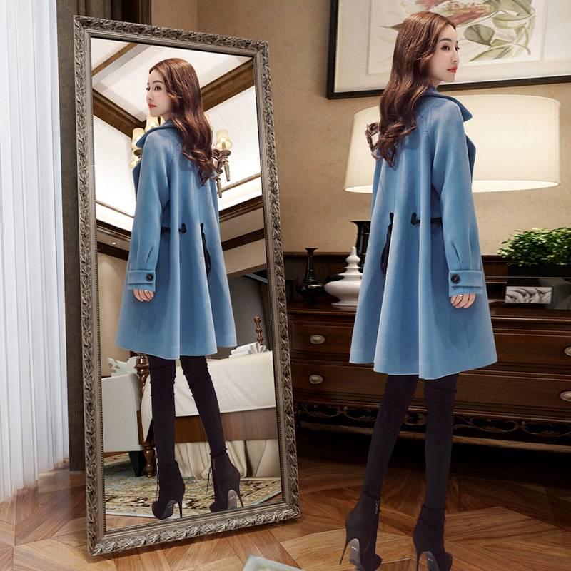 Winter Coat Slim Lace Overcoat Women Woolen Jacket 2019 Casual Long Sleeve Women Woolen Jacket