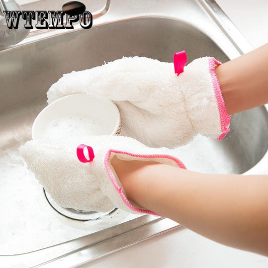 Bamboo Fiber Dishwashing Gloves Kitchen Cleaning Dish Brush
