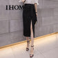 Women Sexy Irregular Bow Tight High WaistHip Skirt Mid-calf Split Zipper Club Casual Home Office