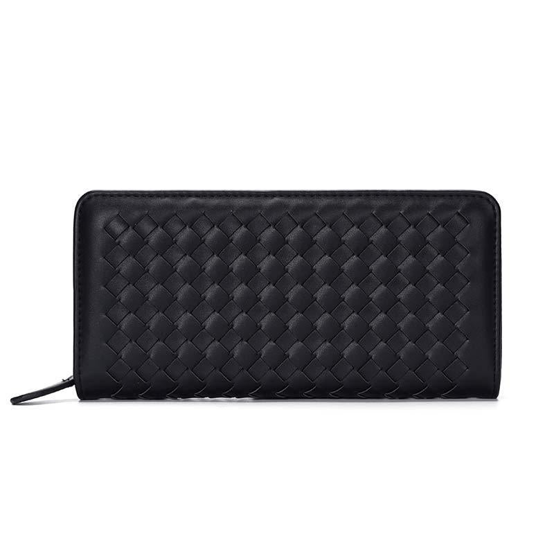 Business Long Wallet Men Women Anti-theft Weave Multi-card Holder Clutch Bag Mobile Phone Coin Bag