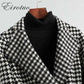 Autumn and Winter Thick Woolen Coat Loose Houndstooth Woolen Coat Women's Mid-length Warm Coat Ladies Temperament Coat
