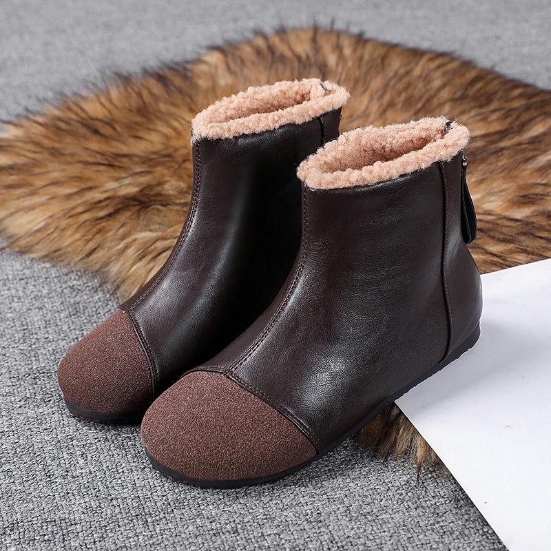 Martin Boots Women's All-match Flat-bottomed Plus Velvet Cotton Shoes Winter Boots Warm and Thick