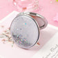 Hand-held Makeup Mirror Mini Vanity Mirror Schoolgirl Woman Flip Foldable Easy To Carry  Quicksand Sequins Small Round Mirror