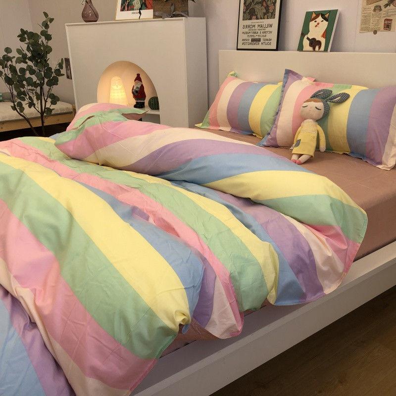 Nordic Style Light Luxury Four-piece Bed Linen Autumn and Winter Brushed Duvet Cover Simple and Fashionable Checkerboard Bedding Set