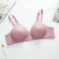 Four Seasons Ladies Gathering No Steel Ring Bra Thin Anti-sagging Simple Glossy Massage Particles Non-slip Shoulder Strap Breathable Bra