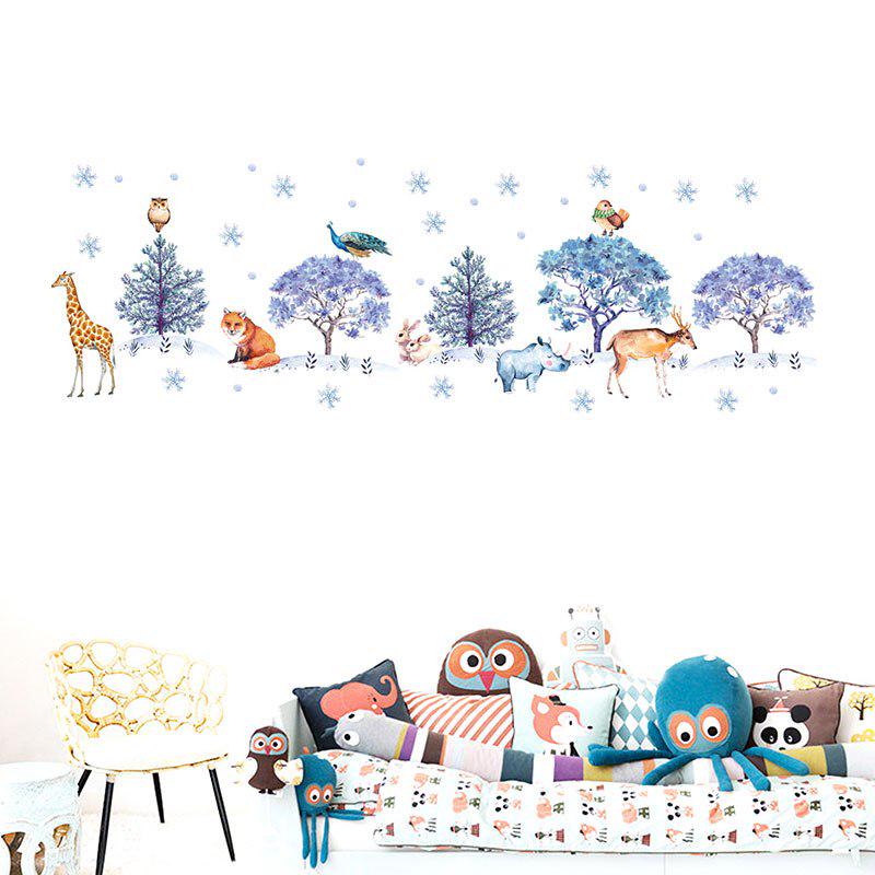 New Cartoon Animal Snow Forest Christmas Tree Decoration Wall Stickers For Kids Room Living Room Art