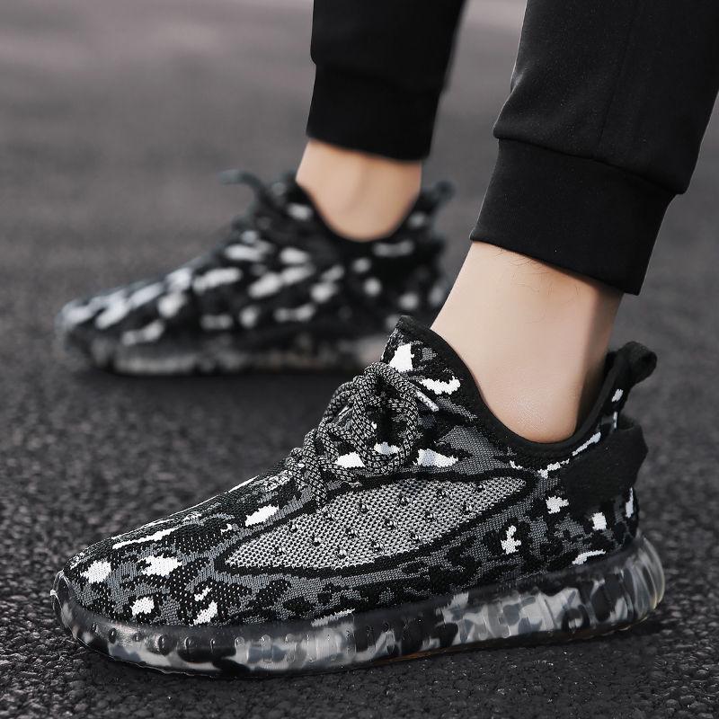 Coconut Shoes Men's Spring and Summer Transparent Color Bottom Flying Knit Men's Shoes Starry Net Sports Trend Shoes