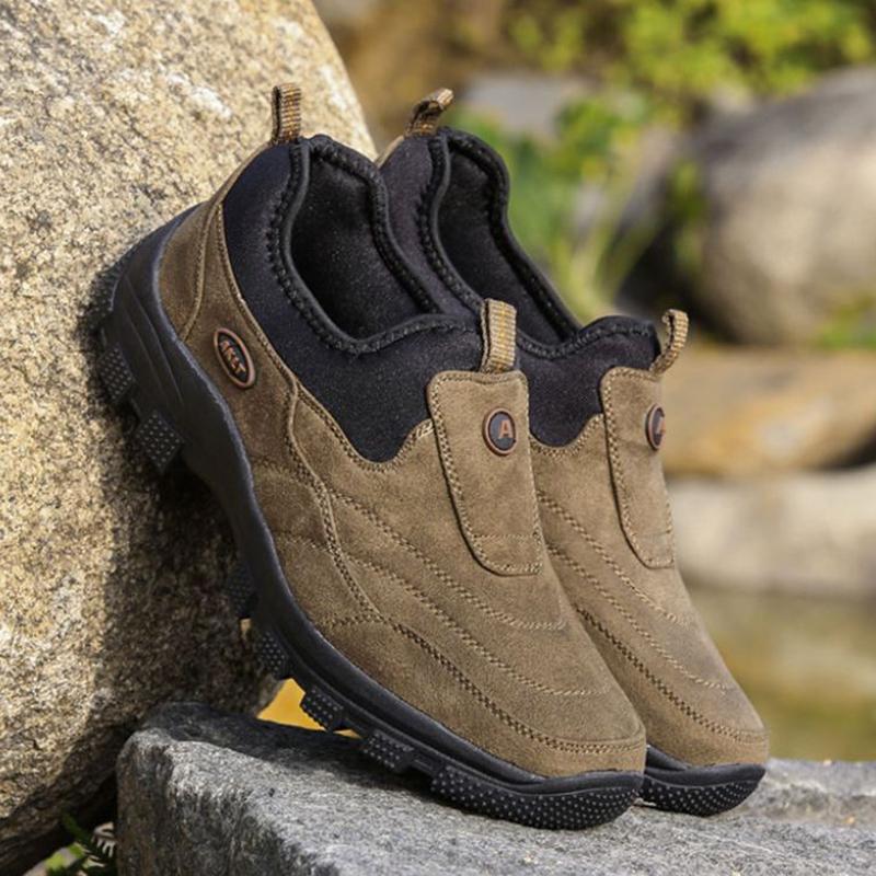 Mountaineering Men's Shoes Winter Plus Velvet Warm Outdoor Casual Leather Shoes Leather Non-slip Wear-resistant Men's Sports Shoes