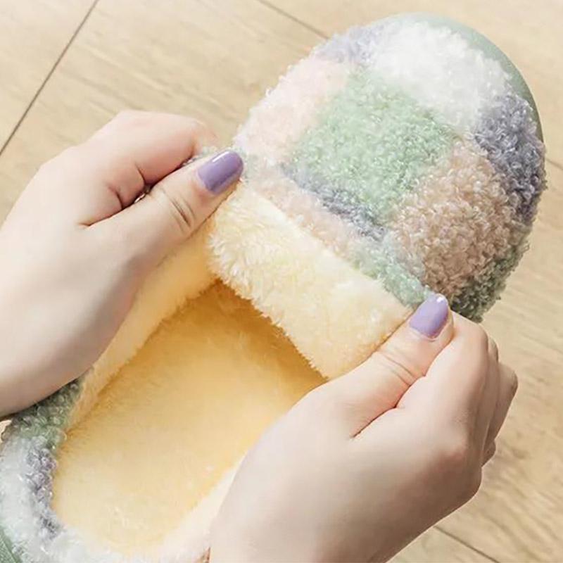 Autumn and Winter Pure Cotton Slippers Indoor Non-slip Soft-soled Shoes Warm Simple Plush Cotton Shoes