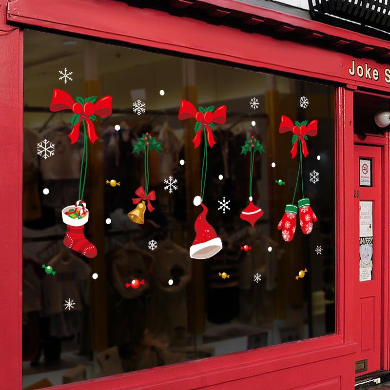 Christmas stickers cartoon pendants personalized window Christmas socks shop glass door stickers