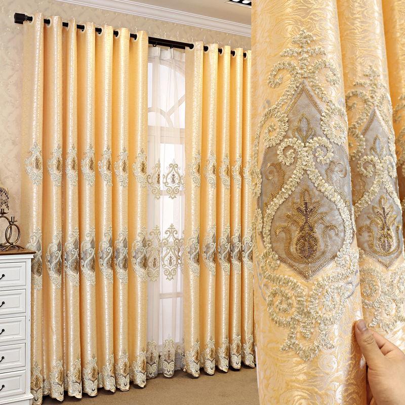 1/2pcs Luxury European-style Embroidered Thick Curtains for Living Room Balcony Bedroom Two-layer Blackout Curtain