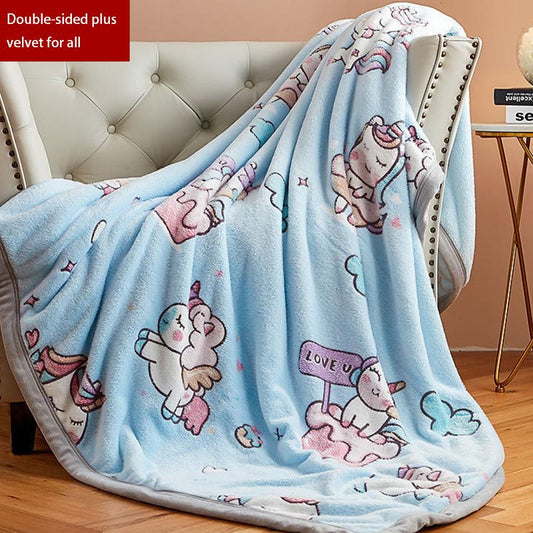 Super Soft Skin-friendly Double-sided Snowflake Wool Blanket Coral Fleece Blanket Towel Siesta Winter and Summer Sofa Cover Blanket