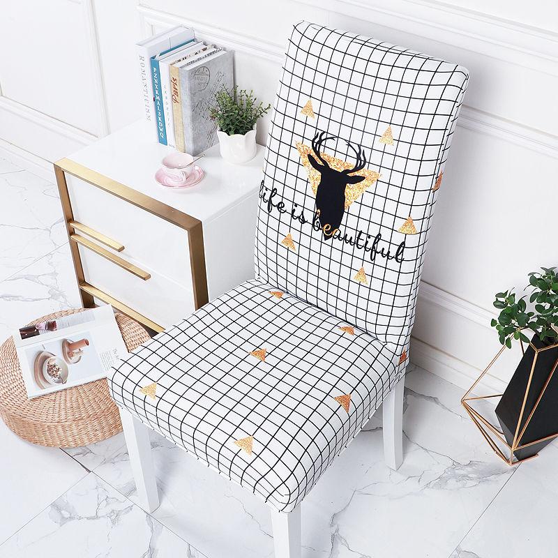 2/4/6pcs Printed Dining Chair Cover Stretch Anti-dirty Elastic Seat Cover Used for Wedding Party Home Kitchen Dining Room Office Living Room