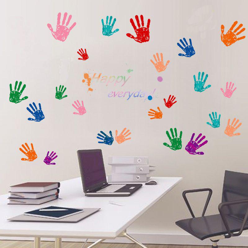 New PVC removable wall stickers Colorful hand printed children room bedroom wall decorative stickers