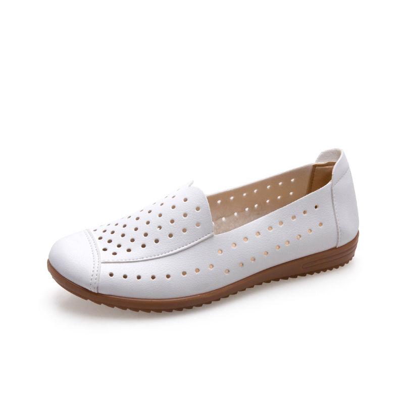 Spring Summer Women's Hollow Sandals Flat Non-slip Set Foot Leather Shoes Casual Beef Tendon Soft-soled Shoes