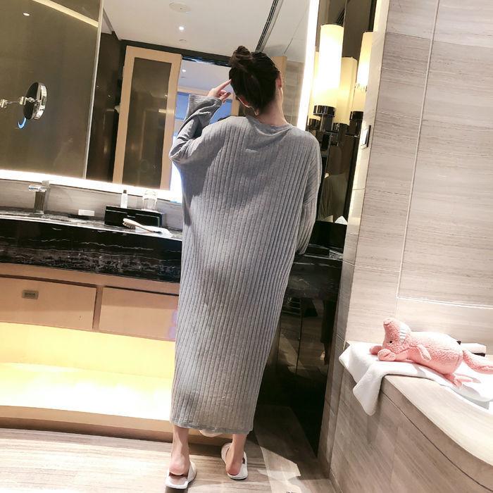 Nightdress Women's Mid-length Cute Cartoon Loose Plus Size Pajamas Long Skirt Home Service Suits Can Be Washed Without Fading