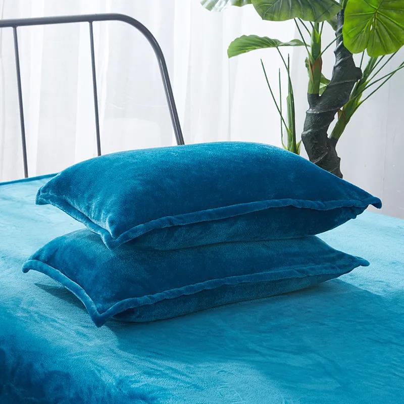 Pure Color Pillowcase Thick Flannel Pillowcase Single and Double Pillowcase Coral Fleece Pillowcase Two-piece