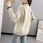 Half Turtleneck Thickened Pullover Sweater Women Fashion Splicing Short Long Sleeve Sweater