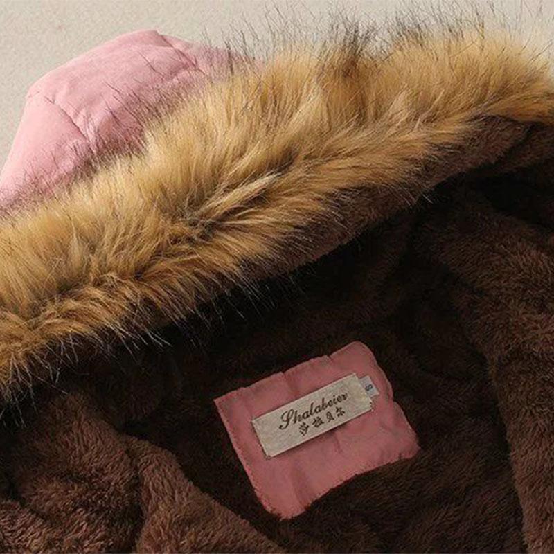 Women Hooded Warm Winter Coats Faux Fur Lined Parkas Lamb Cotton Padded Female Hairy Collar