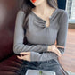 Women's Spring and Autumn Long Sleeve Top Solid Color Slim Fit All-match Bottoming Shirt