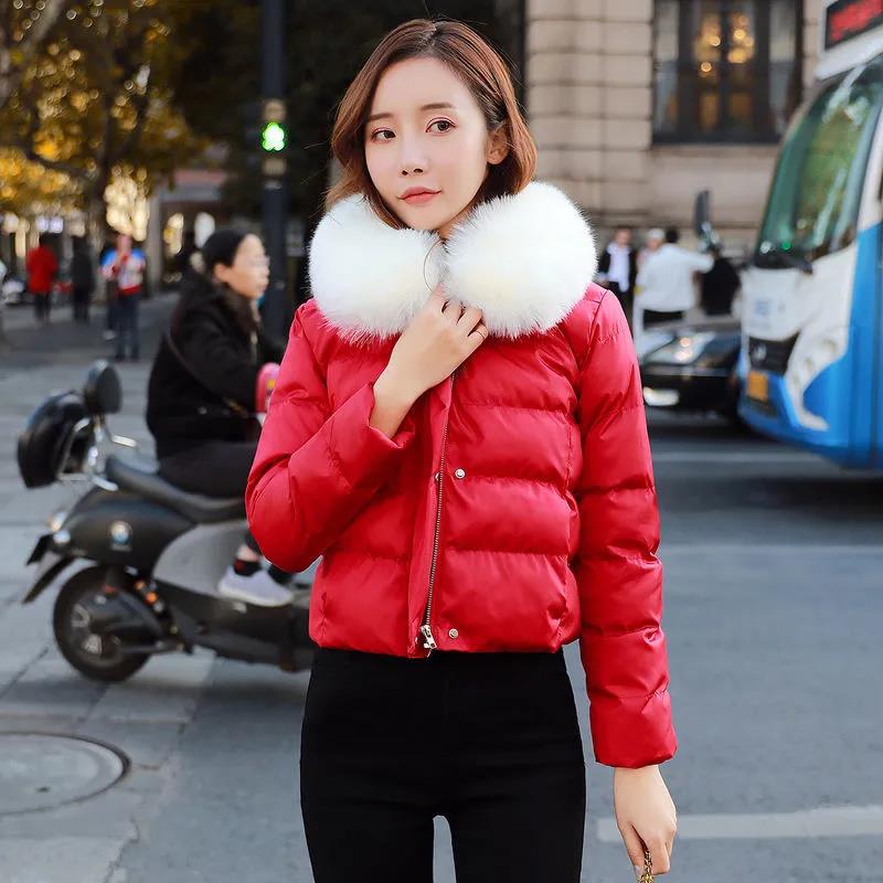 Winter Down Jacket Short Slim-fit Warm Jacket White Fur Collar Lightweight Women's Down Jacket