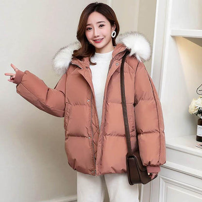 Women's Short Cotton Coat Students Loose Fashion Casual Cotton Coat Thick Bread Coat