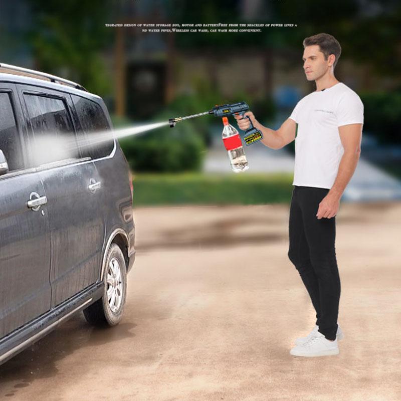 128VF Luxury Automatic High Pressure Water Gun Set Rechargeable Wireless Car Washer Cleaning Tool with Tool Box