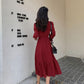 Hepburn Style French White Skirt Long-sleeved Dress Female Waist Was Thin and Temperament Mid-length Fairy Skirt