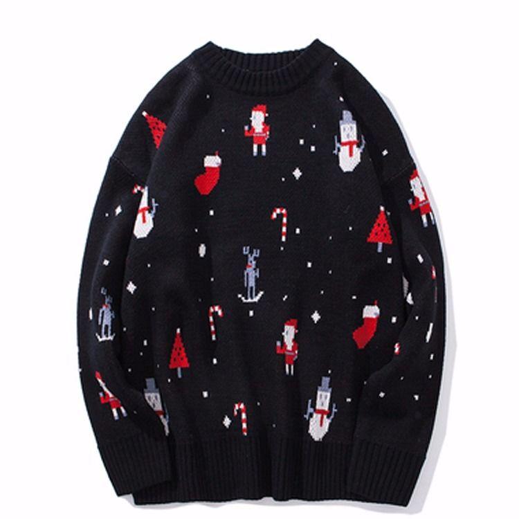 Loose Long sleeve sweater Winter Round neck sweater large size Christmas clothing sweater