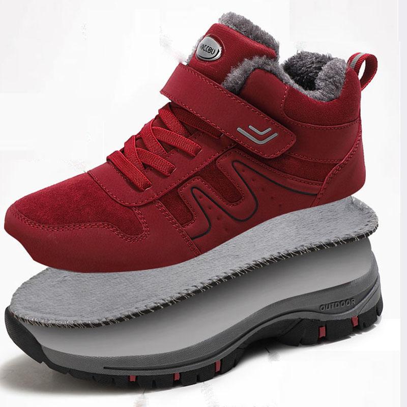 Walking Shoes Winter Cotton Shoes Plus Velvet Warm Leather Surface Waterproof and Ski-proof High-top Snow Boots Male