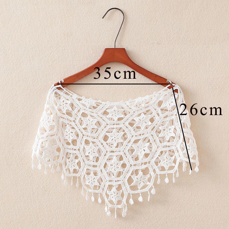 WTEMPO Lace Shawl Versatile  Pair with Dress Thin Sunscreen Solid Color Knotted Neckties Hollow