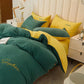 Four Seasons Simple Embroidery Thickening Brushed Four-piece Household Duvet Cover Dormitory Bedding Set